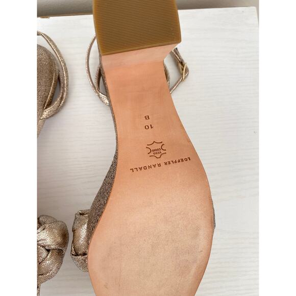 Loeffler Randall Fae Metallic Braided Strap Heels Platform Sandals Prosecco 10 - Picture 15 of 16